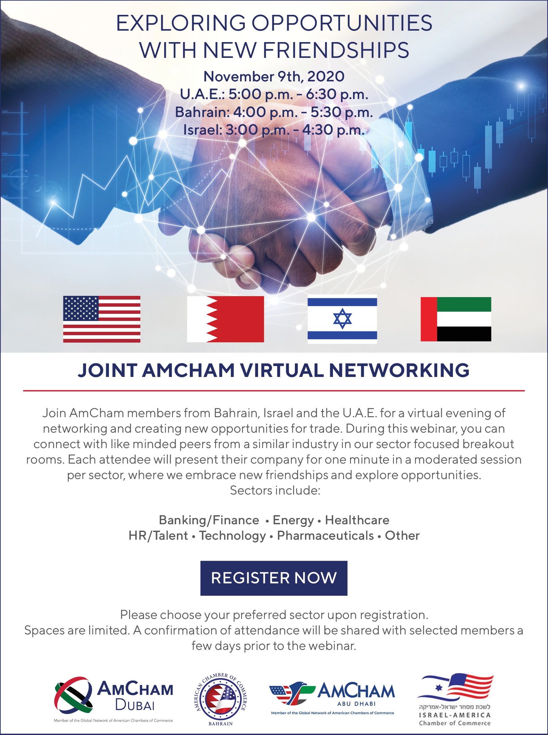 UAE-Bahrain-Israel American Chambers of Commerce Networking Event Nov. 9th