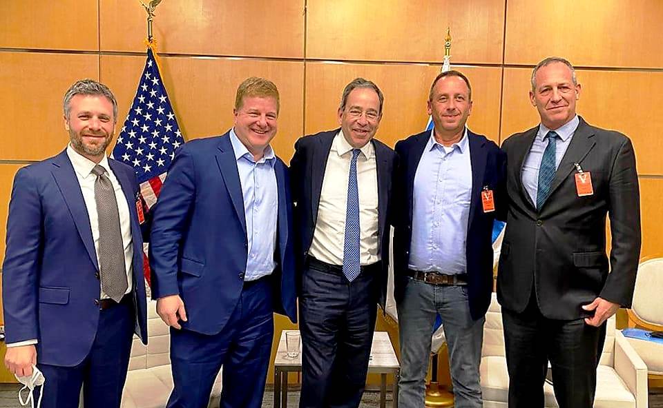 From left: Josh Kram, Myron Brilliant, AMB. Tom Nides, Yaniv Garty, Oded Rose
